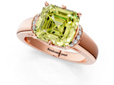Rose gold Fancy Yellow Asscher  Solitaire Diamond Ring with Pave Band and Six-Prong Setting_30