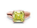 Rose gold Fancy Yellow Asscher  Solitaire Diamond Ring with Six-Prong Cathedral Setting_32