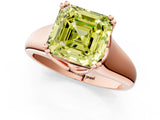 Rose gold Fancy Yellow Asscher  Solitaire Diamond Ring with Six-Prong Cathedral Setting_33