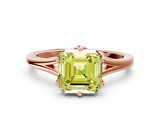 Rose gold Fancy Yellow Asscher  Solitaire Diamond Ring with Six-Prong Setting and Tapered Band_16