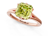 Rose gold Fancy Yellow Asscher  Solitaire Diamond Ring with Six-Prong Setting and Tapered Band_17