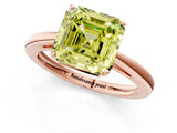 Rose gold Fancy Yellow Asscher  Solitaire Diamond Ring with Split Shank and Four-Prong Setting_13