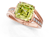Rose gold Fancy Yellow Asscher  Solitaire Diamond Ring with Split Shank and Prong Setting_1