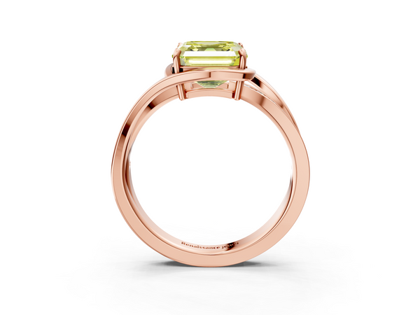 Rose Gold Asscher Cut Split Shank Solitaire Engagement Ring Setting for Fancy Yellow Center