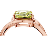 Rose gold Fancy Yellow Asscher  Solitaire Diamond Ring with Split Shank and Prong Setting_4