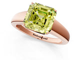 Rose gold Fancy Yellow Asscher  Solitaire Diamond Ring with Tapered Band and Four-Prong Setting_67