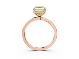 Rose gold Fancy Yellow Asscher  Solitaire Diamond Ring with Thin Band and Four-Prong Setting_40