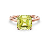 Rose gold Fancy Yellow Asscher  Solitaire Diamond Ring with a Classic Band and Four-Prong Setting 1
