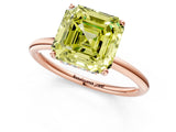 Rose gold Fancy Yellow Asscher  Solitaire Diamond Ring with a Classic Band and Four-Prong Setting 2