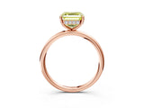 Rose gold Fancy Yellow Asscher  Solitaire Diamond Ring with a Classic Band and Four-Prong Setting 4