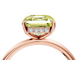 Rose gold Fancy Yellow Asscher  Solitaire Diamond Ring with a Classic Band and Four-Prong Setting 5