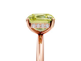 Rose gold Fancy Yellow Asscher  Solitaire Diamond Ring with a Classic Band and Four-Prong Setting