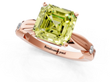 Rose gold Fancy Yellow Asscher  Solitaire Diamond Twisted Band with Four-Prong Setting_1