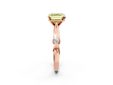 Rose gold Fancy Yellow Asscher  Solitaire Diamond Twisted Band with Four-Prong Setting_2