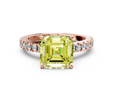 Rose gold Fancy Yellow Asscher  Solitaire Diamond with Pavé Band and Four-Prong Setting_17