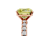Rose gold Fancy Yellow Asscher  Solitaire Diamond with Pavé Band and Four-Prong Setting_22
