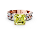 Rose gold Fancy Yellow Asscher  Solitaire Diamond with Pave and Channel Set Band_12