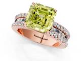 Rose gold Fancy Yellow Asscher  Solitaire Diamond with Pave and Channel Set Band_13