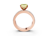 Rose gold Fancy Yellow Asscher  Solitaire Diamond with Pave and Channel Set Band_15