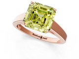 Rose gold Fancy Yellow Asscher  Solitaire Engagement Ring with Four-Prong Setting and Tapered Band_24