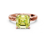 Rose gold Fancy Yellow Asscher  Solitaire Engagement Ring with Scrollwork Band and Four-Prong Setting_18