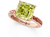 Rose gold Fancy Yellow Asscher  Solitaire Engagement Ring with Scrollwork Band and Four-Prong Setting_19
