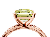Rose gold Fancy Yellow Asscher  Solitaire Engagement Ring with Scrollwork Band and Four-Prong Setting_22