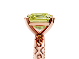 Rose gold Fancy Yellow Asscher  Solitaire Engagement Ring with Scrollwork Band and Four-Prong Setting_23