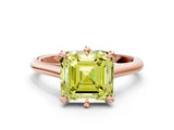 Rose gold Fancy Yellow Asscher  Solitaire Engagement Ring with Six-Prong Setting and Classic Band 1
