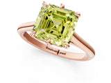 Rose gold Fancy Yellow Asscher  Solitaire Engagement Ring with Six-Prong Setting and Classic Band 2