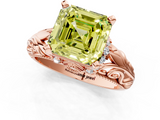 Rose gold Fancy Yellow Asscher  Solitaire Filigree Engagement Ring with Halo and Prong Setting_19