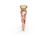 Rose gold Fancy Yellow Asscher  Solitaire Filigree Engagement Ring with Halo and Prong Setting_20