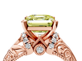 Rose gold Fancy Yellow Asscher  Solitaire Filigree Engagement Ring with Halo and Prong Setting_22
