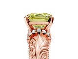 Rose gold Fancy Yellow Asscher  Solitaire Filigree Engagement Ring with Halo and Prong Setting_23