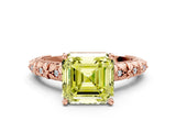 Rose gold Fancy Yellow Asscher  Solitaire Floral Milgrain Engagement Ring_134