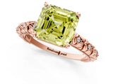 Rose gold Fancy Yellow Asscher  Solitaire Floral Milgrain Engagement Ring_135