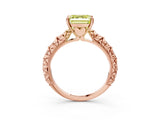 Rose gold Fancy Yellow Asscher  Solitaire Floral Milgrain Engagement Ring_137