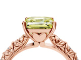 Rose gold Fancy Yellow Asscher  Solitaire Floral Milgrain Engagement Ring_138