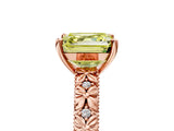 Rose gold Fancy Yellow Asscher  Solitaire Floral Milgrain Engagement Ring_139