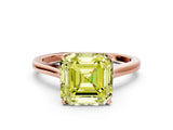 Rose gold Fancy Yellow Asscher  Solitaire Heart Prong Engagement Ring with Tapered Band_72