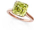 Rose gold Fancy Yellow Asscher  Solitaire Heart Prong Engagement Ring with Tapered Band_73