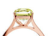 Rose gold Fancy Yellow Asscher  Solitaire Heart Prong Engagement Ring with Tapered Band_76
