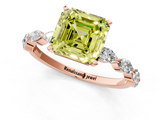 Rose gold Fancy Yellow Asscher  Solitaire Marquise Side Stone Prong Setting Ring_17