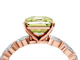Rose gold Fancy Yellow Asscher  Solitaire Marquise Side Stone Prong Setting Ring_20