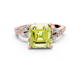 Rose gold Fancy Yellow Asscher  Solitaire Marquise Twist Band with Six-Prong Setting