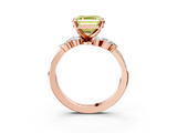 Rose gold Fancy Yellow Asscher  Solitaire Marquise Twist Band with Six-Prong Setting_3