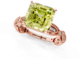 Rose gold Fancy Yellow Asscher  Solitaire Milgrain Diamond Engagement Ring with Bezel and Marquise Band_1