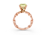 Rose gold Fancy Yellow Asscher  Solitaire Milgrain Diamond Engagement Ring with Bezel and Marquise Band_3