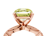 Rose gold Fancy Yellow Asscher  Solitaire Milgrain Diamond Engagement Ring with Bezel and Marquise Band_4