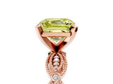 Rose gold Fancy Yellow Asscher  Solitaire Milgrain Diamond Engagement Ring with Bezel and Marquise Band_5